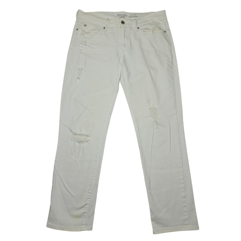 Denizen from Levi's Modern Slim Cuffed Jeans Distressed White Sz 10 W30